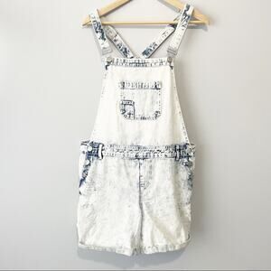 Forever 21 + Plus denim shorts overalls blue acid wash size 1X